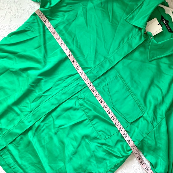 NWT Zara Satin Effect Oversized Shirt Jacket Shacket green - Picture 8 of 16